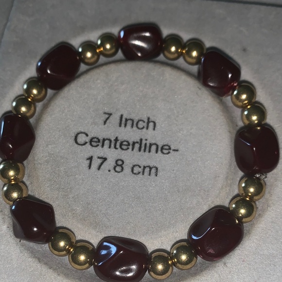 beaded bracelet Jewelry - Rare Gold and burgundy stretch Bracelet